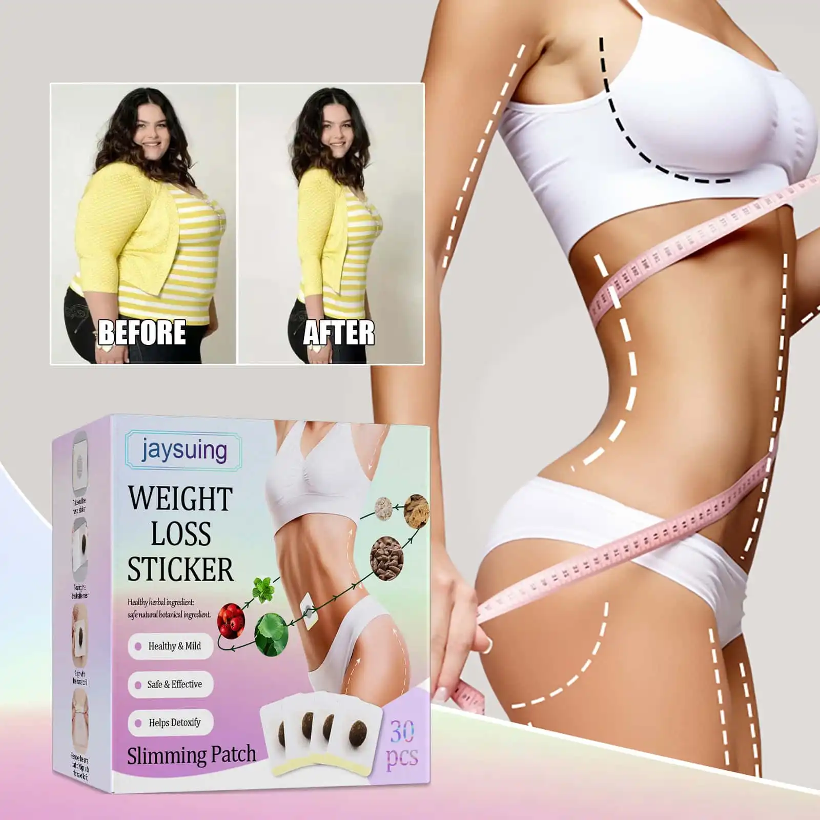 JAYSUING Weight Loss Sticker - Detoxifying Herbal Slimming P...