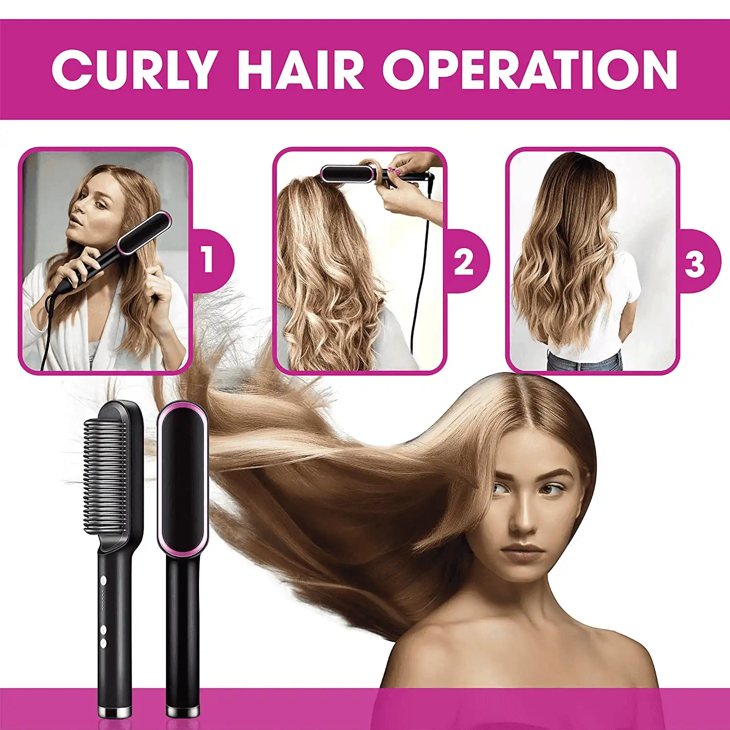 Electric Hair-Straightening Brush For Women