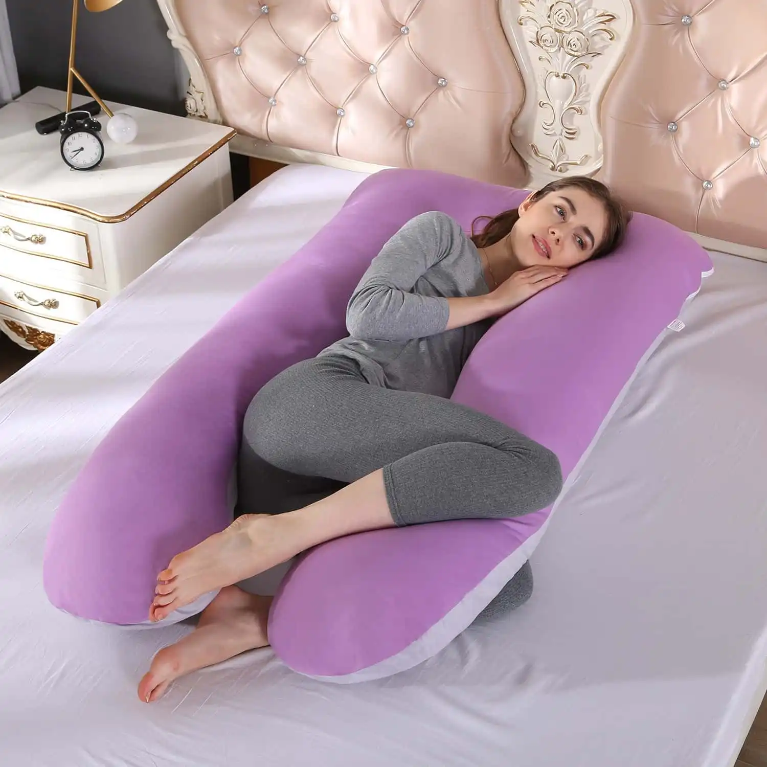 Full Body U-Shaped Nursing Pillow, Maternity Pillow for Slee...