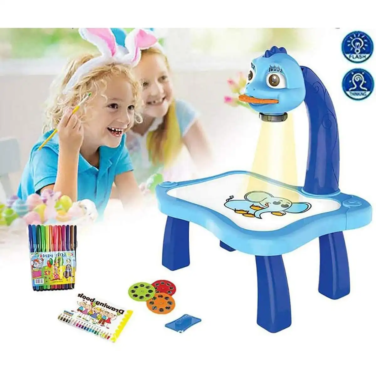 Children's LED Projection Painting Board Table Set