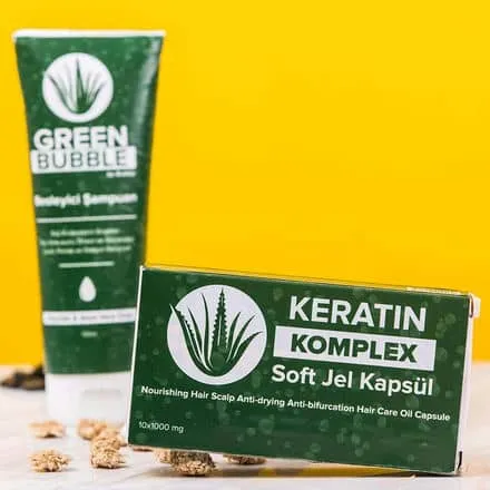 Green Bubble Soft Gel Keratin Capsules and Aloe Vera Shampoo...