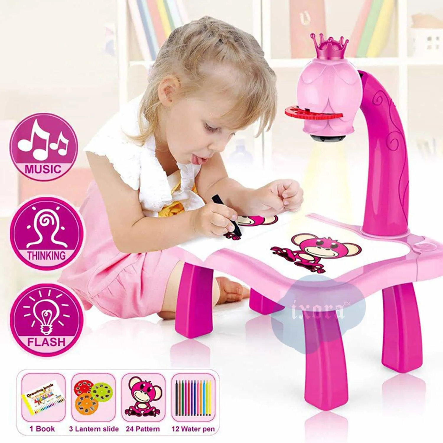 Children's LED Projection Painting Board Table Set