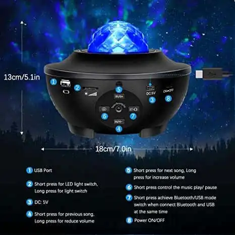 LED Star Light Galaxy Projector, Sky Light Projector Night Light Projector, Remote Control LED Nebula Cloud Music Player with Bluetooth