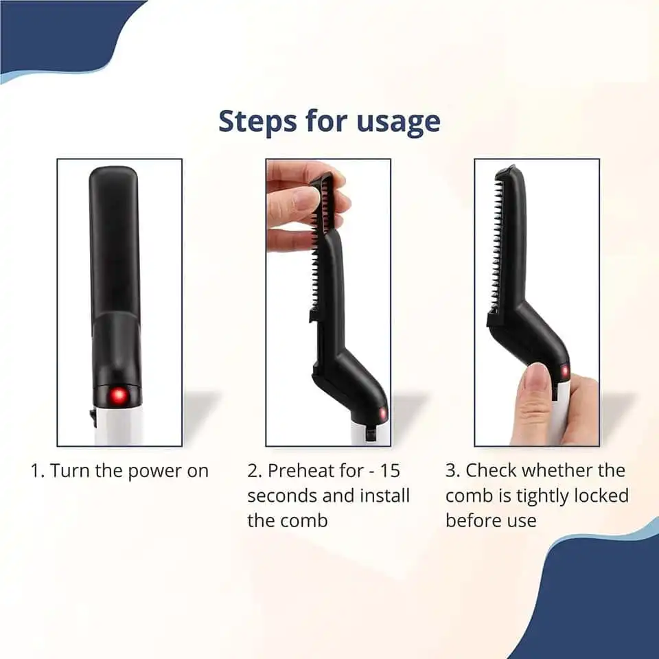 Quick Electric Hair Comb with Built-In Beard Straightener