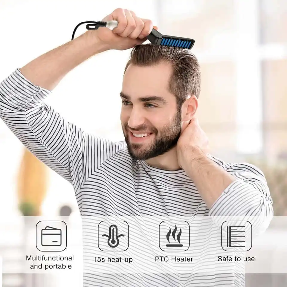 Quick Electric Hair Comb with Built-In Beard Straightener